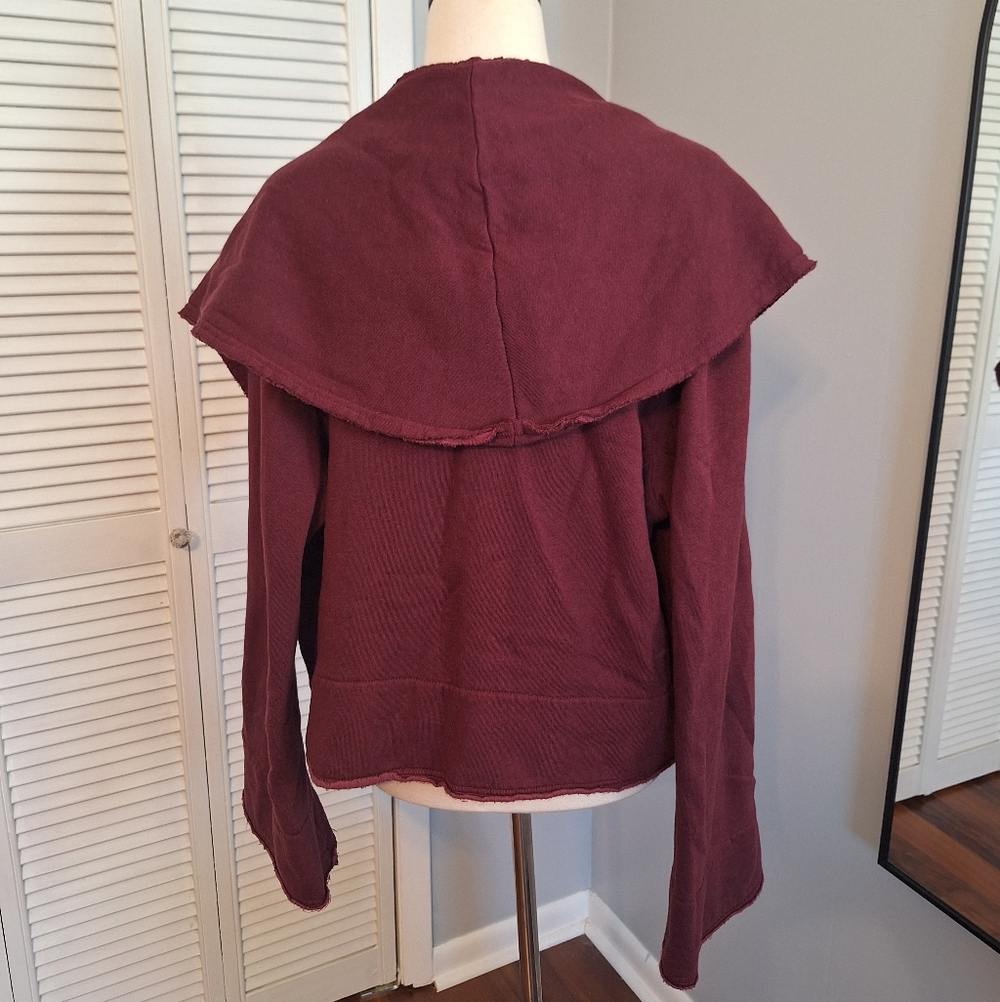 Bryn Walker Oversized Bamboo Wine Cropped Cardigan Small *C6 - Picture 2 of 6